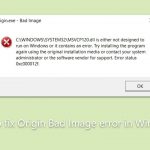 How to fix origin bad image error in windows