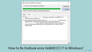 How to fix outlook error 0x800ccc17 in windows copy