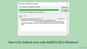 How to fix outlook error code 0x800ccc0e in windows copy