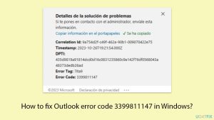 How to fix outlook error code 3399811147 in windows copy