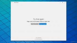 How to fix page could not be loaded in microsoft store
