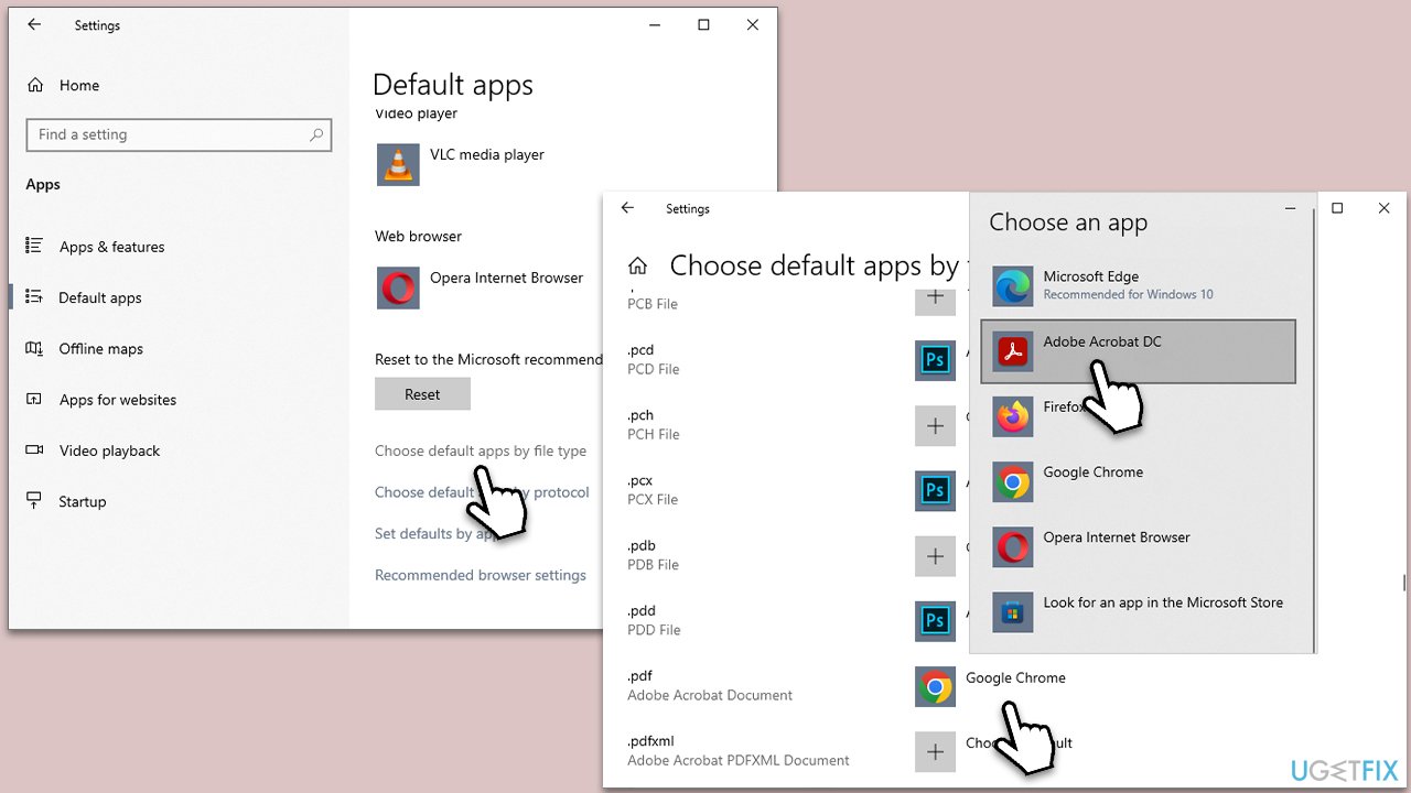 Choose default PDF app