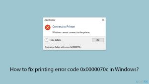 How to fix printing error code 0x0000070c in windows copy