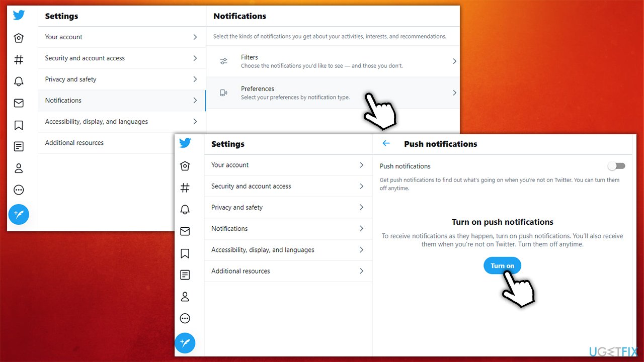 Enable notifications on Twitter