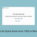 How to fix quick assist error 1002 in windows copy
