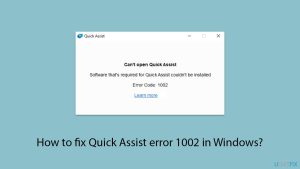 How to fix quick assist error 1002 in windows copy