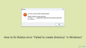 How to fix roblox error failed to create directory in windows