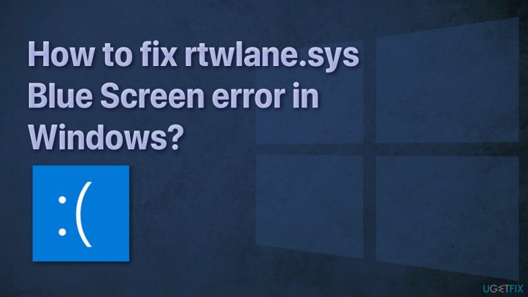 How to fix rtwlane.sys Blue Screen error in Windows?