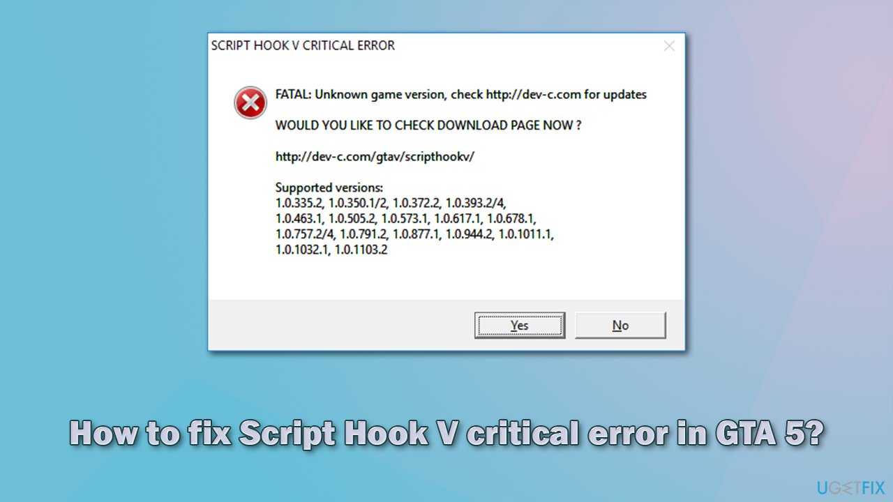 How to fix Script Hook V critical error in GTA 5?