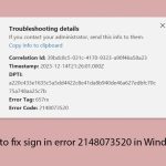 How to fix sign in error 2148073520 in windows copy