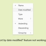 How to fix sort by date modified feature not working in windows copy