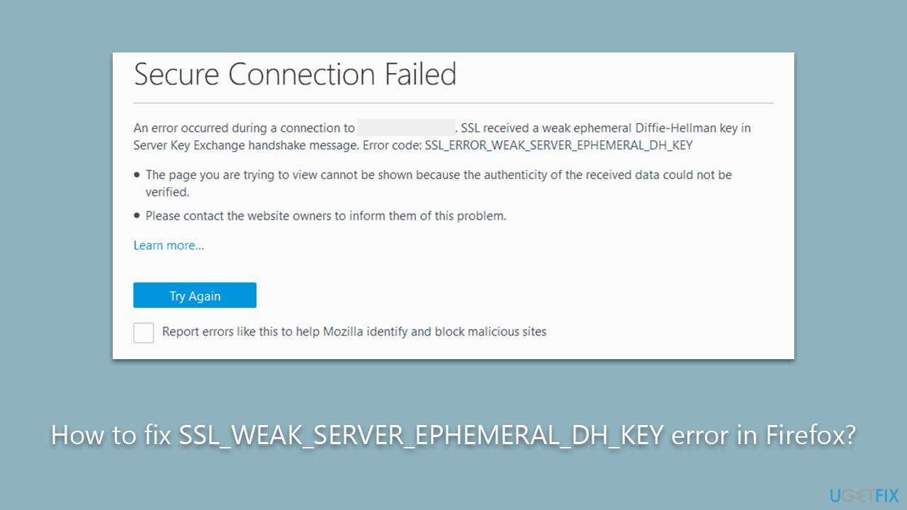 How to fix SSL_WEAK_SERVER_EPHEMERAL_DH_KEY error in Firefox?