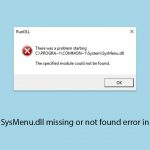 How to fix sysmenu dll missing or not found error in windows