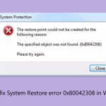 How to fix system restore error 0x80042308 in windows