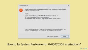 How to fix system restore error 0x80070301 in windows copy
