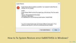 How to fix system restore error 0x8007045b in windows