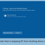 How to fix task host is stopping pc from shutting down in windows
