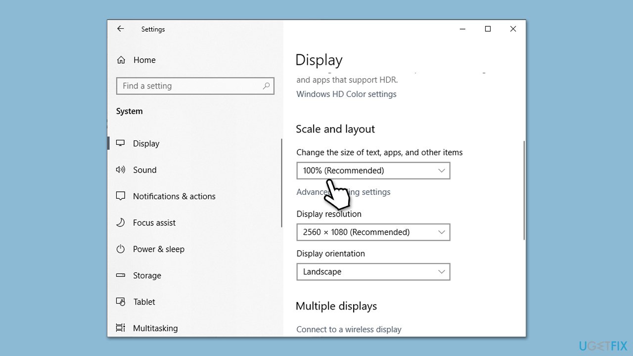How to fix taskbar auto hide not working over full screen programs in windows change scale settings