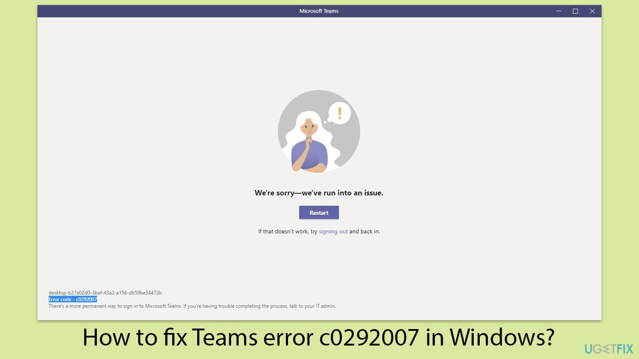 How to fix teams error c0292007 in windows copy