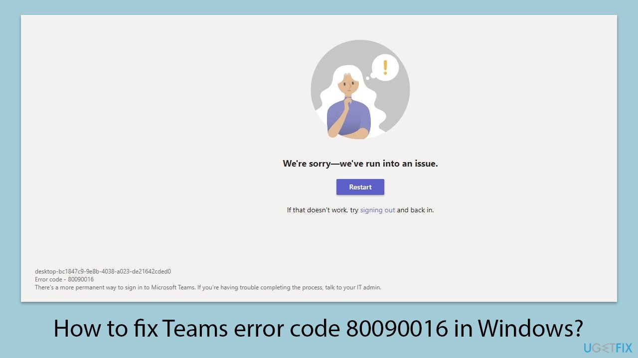 How to fix teams error code 80090016 in windows copy