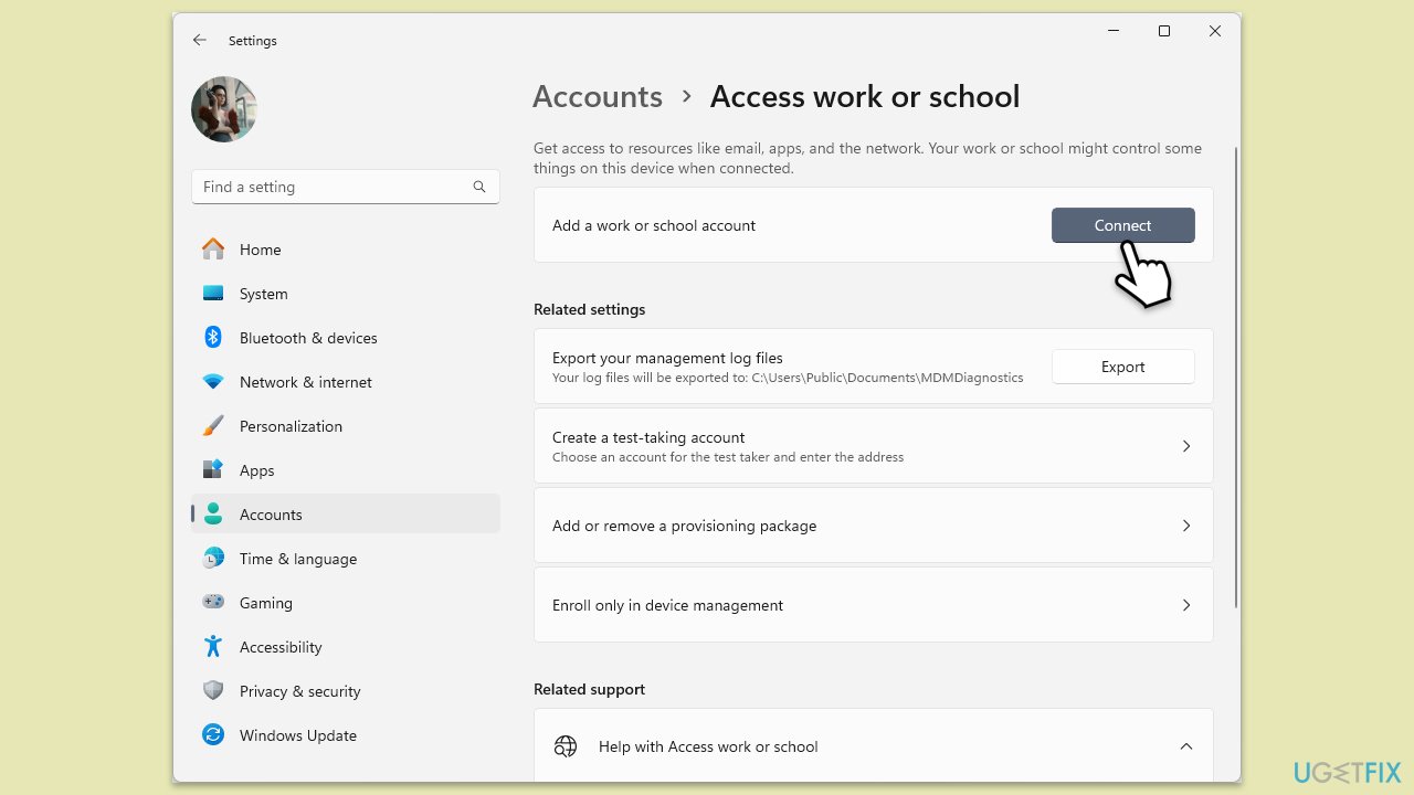 Add work or school account
