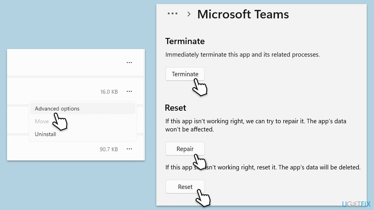 How to fix teams error were sorry weve run into an issue in windows repair reset teams