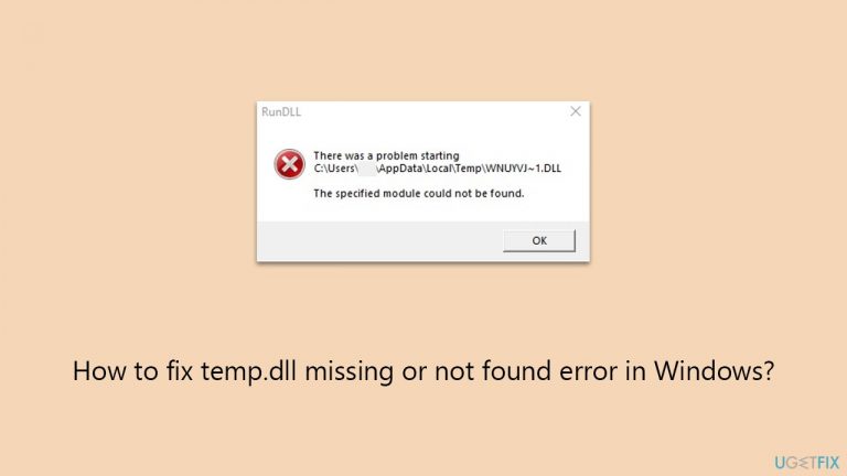 How to fix temp.dll missing or not found error in Windows?