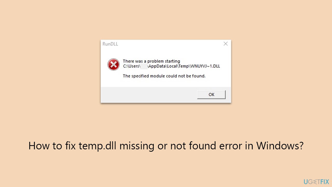 How to fix temp.dll missing or not found error in Windows?