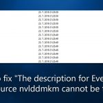 How to fix the description for event id 0 from source nvlddmkm cannot be found error