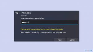 How to fix the network security key isnt correct error in windows