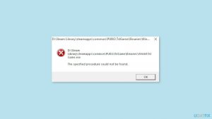 How to fix the specified procedure could not be found error in windows