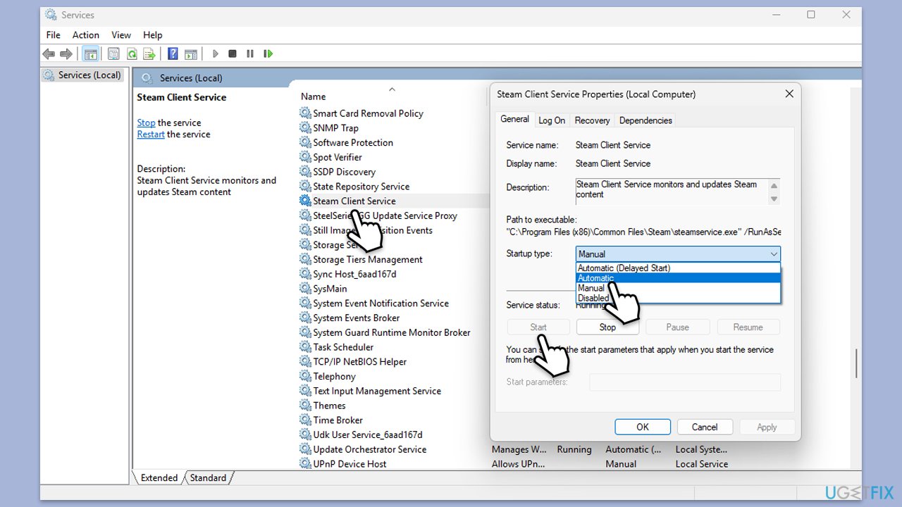 How to fix the steam client service service failed to start error in windows set steam client service to automatic copy How to fix the steam client service service failed to start error in windows set steam client service to automatic copy