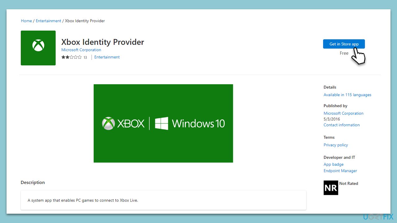 Install Xbox Identity Provider