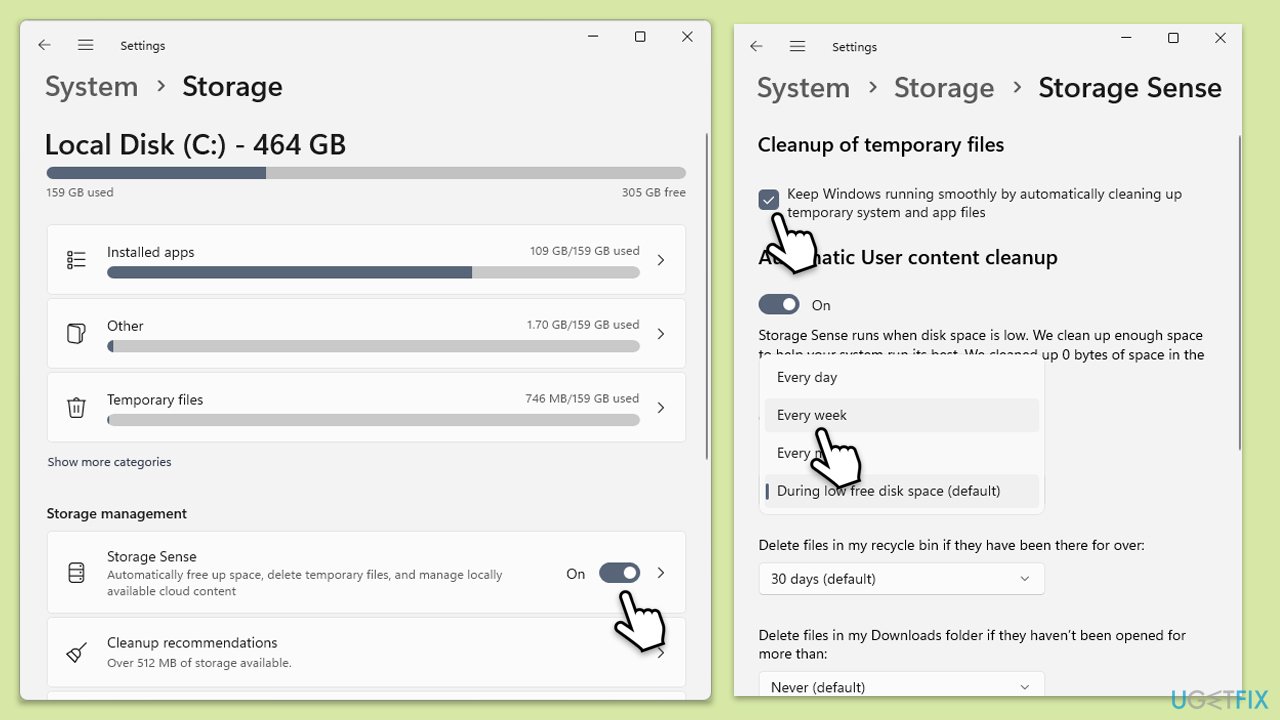How to fix this operation is not supported when reserved storage is in use error in windows enable storage sense copy