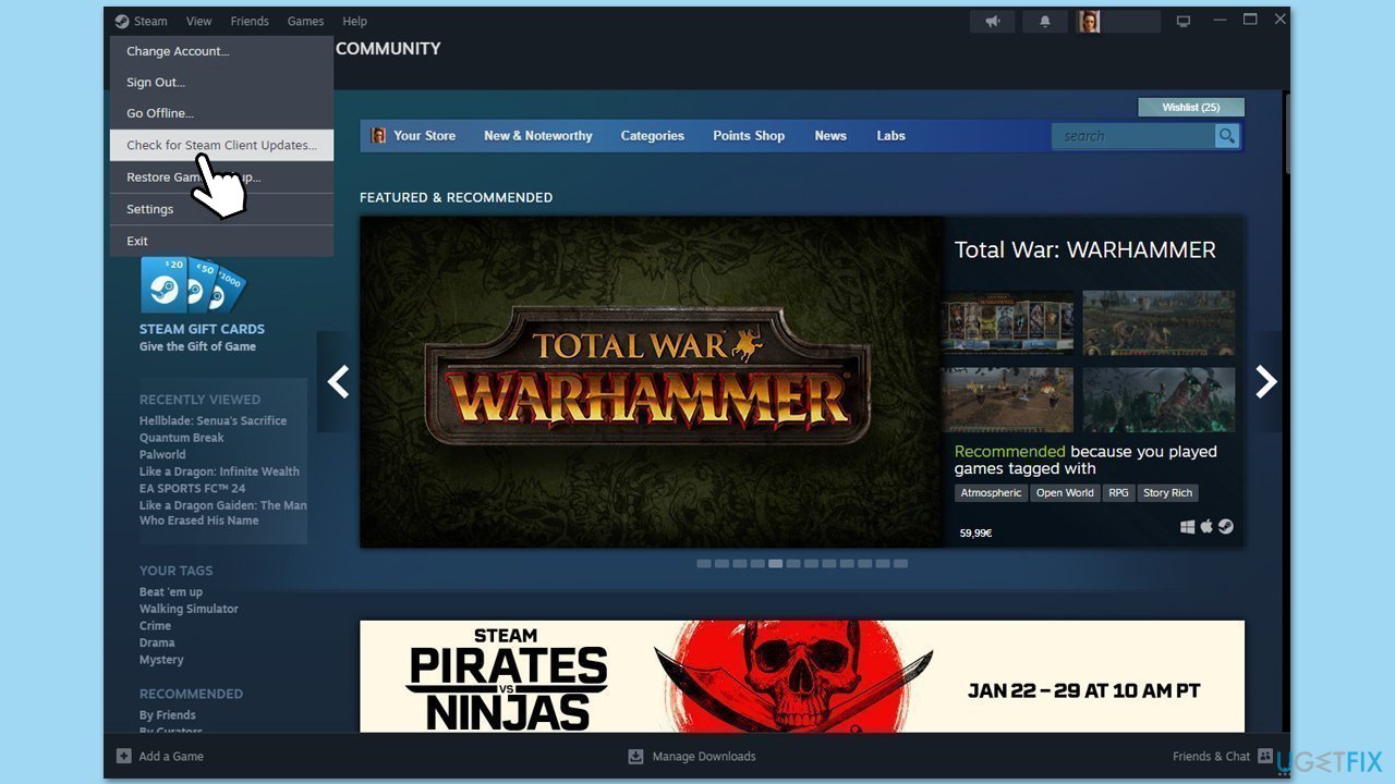 How to fix too many retries error on steam update steam client