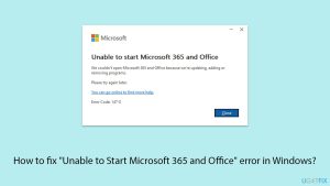 How to fix unable to start microsoft 365 and office error in windows copy