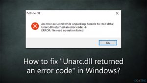How to fix unarc dll returned an error code in windows