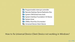 How to fix universal device client device not working in windows