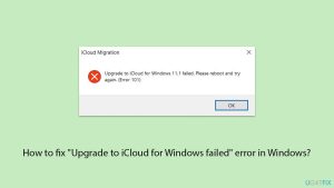 How to fix upgrade to icloud for windows failed error in windows copy