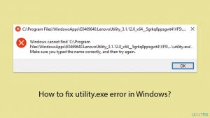 How to fix utility exe error in windows copy