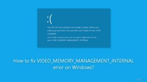 How to fix video memory management internal error on windows