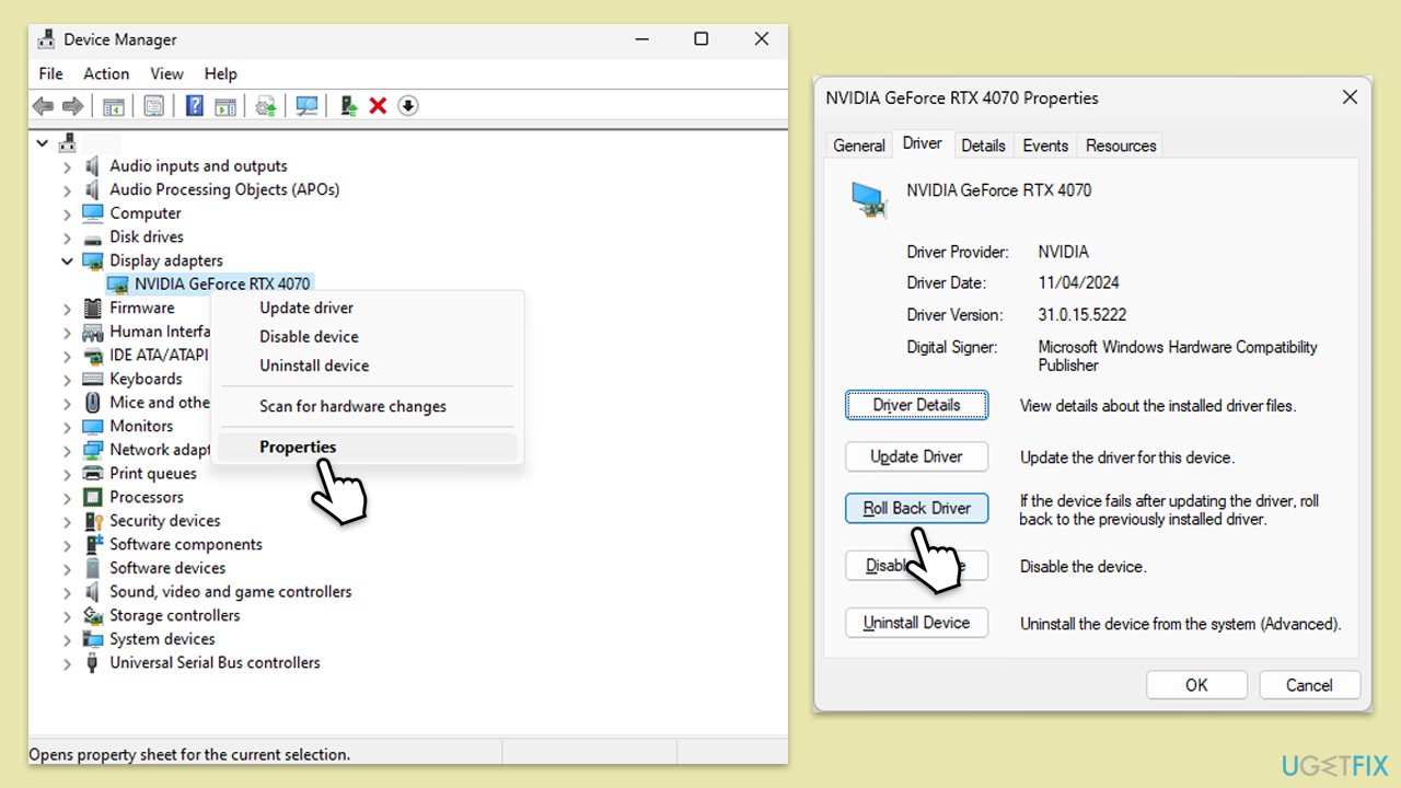 How to fix video driver debug report request bsod error in windows roll back gpu drivers copy