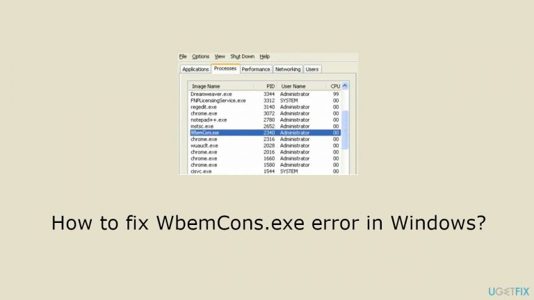 How to fix WbemCons.exe error in Windows