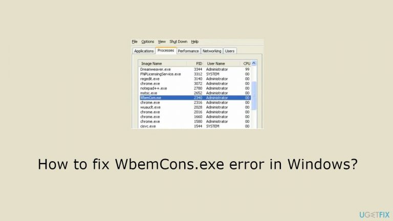 How to fix WbemCons.exe error in Windows?