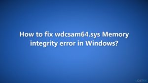 How to fix wdcsam64 sys memory integrity error in windows