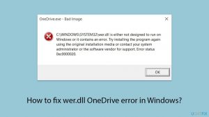 How to fix wer dll onedrive error in windows copy