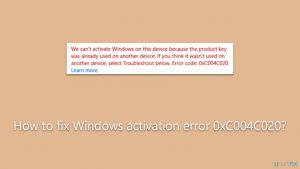 How to fix windows activation error 0xc004c020