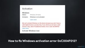 How to fix windows activation error 0xc004f012