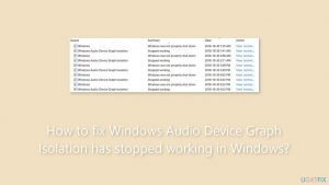 How to fix windows audio device graph isolation has stopped working in windows