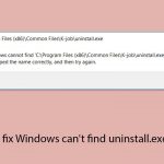 How to fix windows cant find uninstall exe error